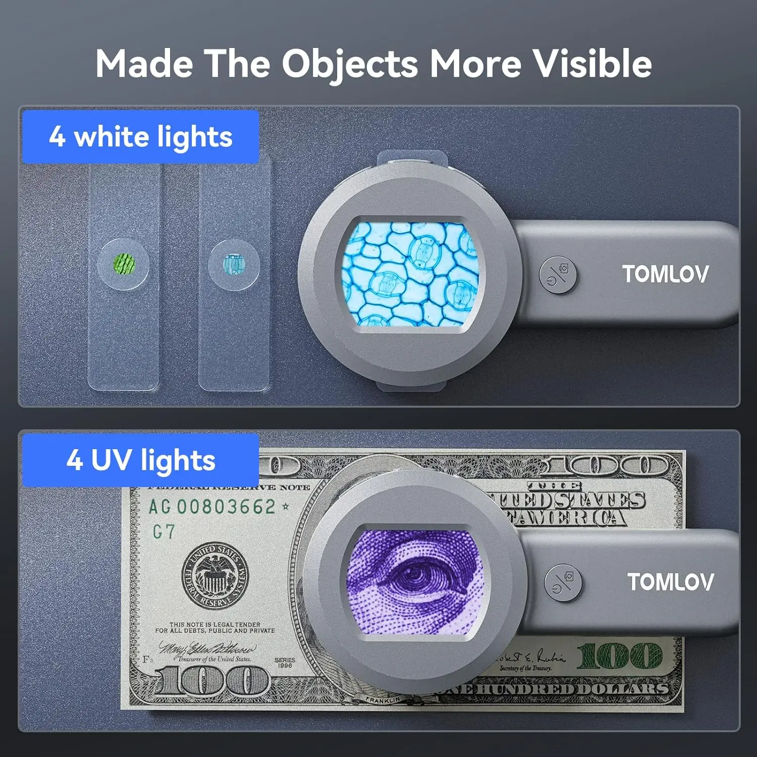 Digital Magnifier Reading - TOMLOV P10 Microscopio Digitale Portatile per